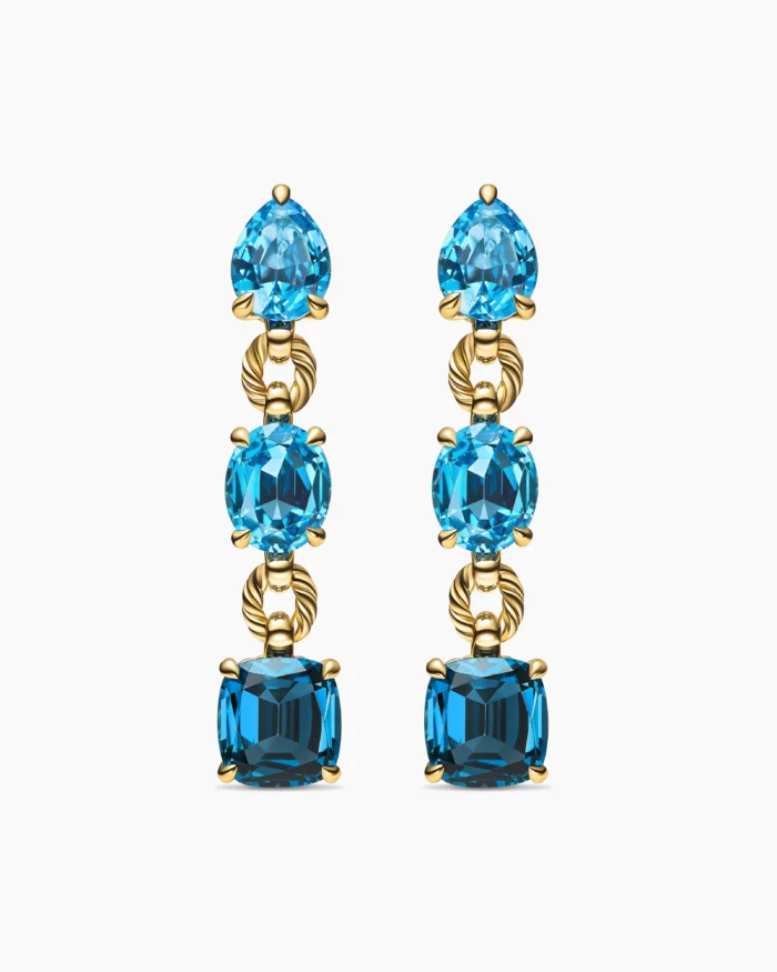 Yellow Gold with Blue Topaz and Hampton Blue Topaz Drop Earrings - Image 1