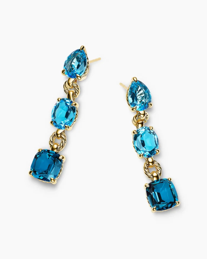 Yellow Gold with Blue Topaz and Hampton Blue Topaz Drop Earrings - Image 5