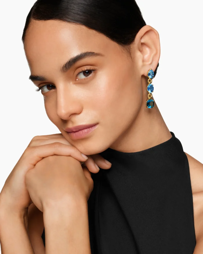 Yellow Gold with Blue Topaz and Hampton Blue Topaz Drop Earrings - Image 2