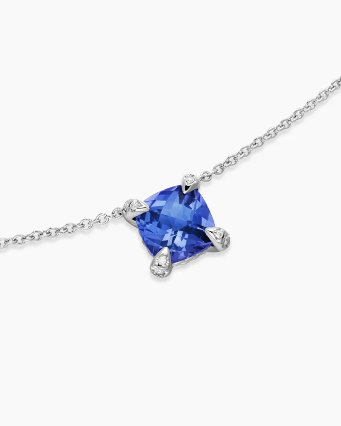 White Gold with Tanzanite and Diamonds Necklace - Image 3