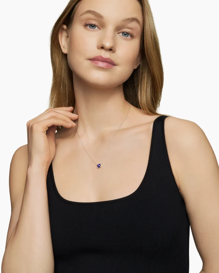 White Gold with Tanzanite and Diamonds Necklace - Image 2