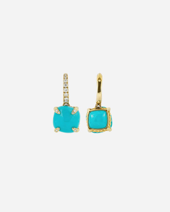 Turquoise Drop Hoop Earrings