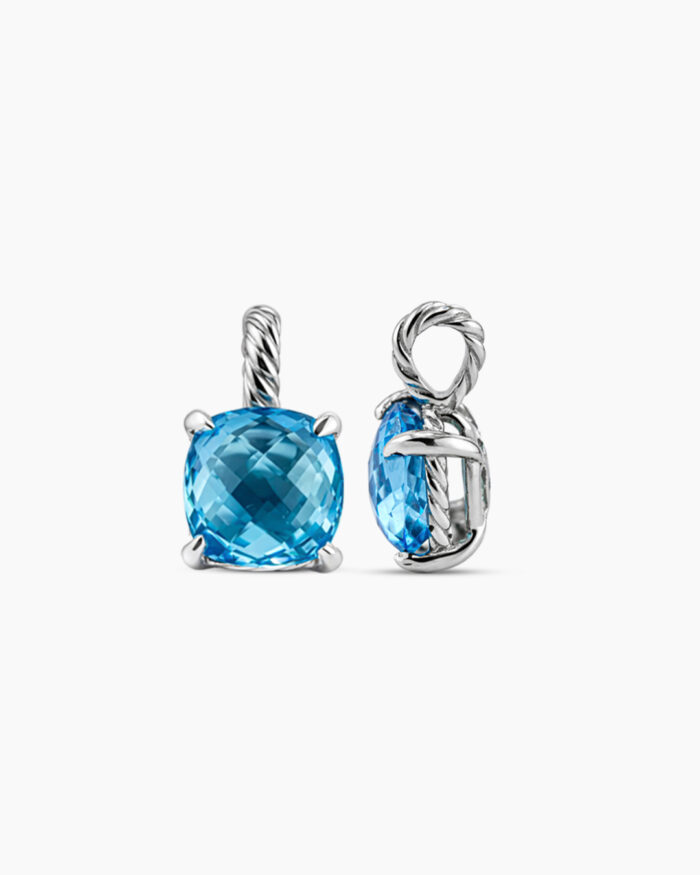 Swiss Blue Topaz Cushion Cut Pendant