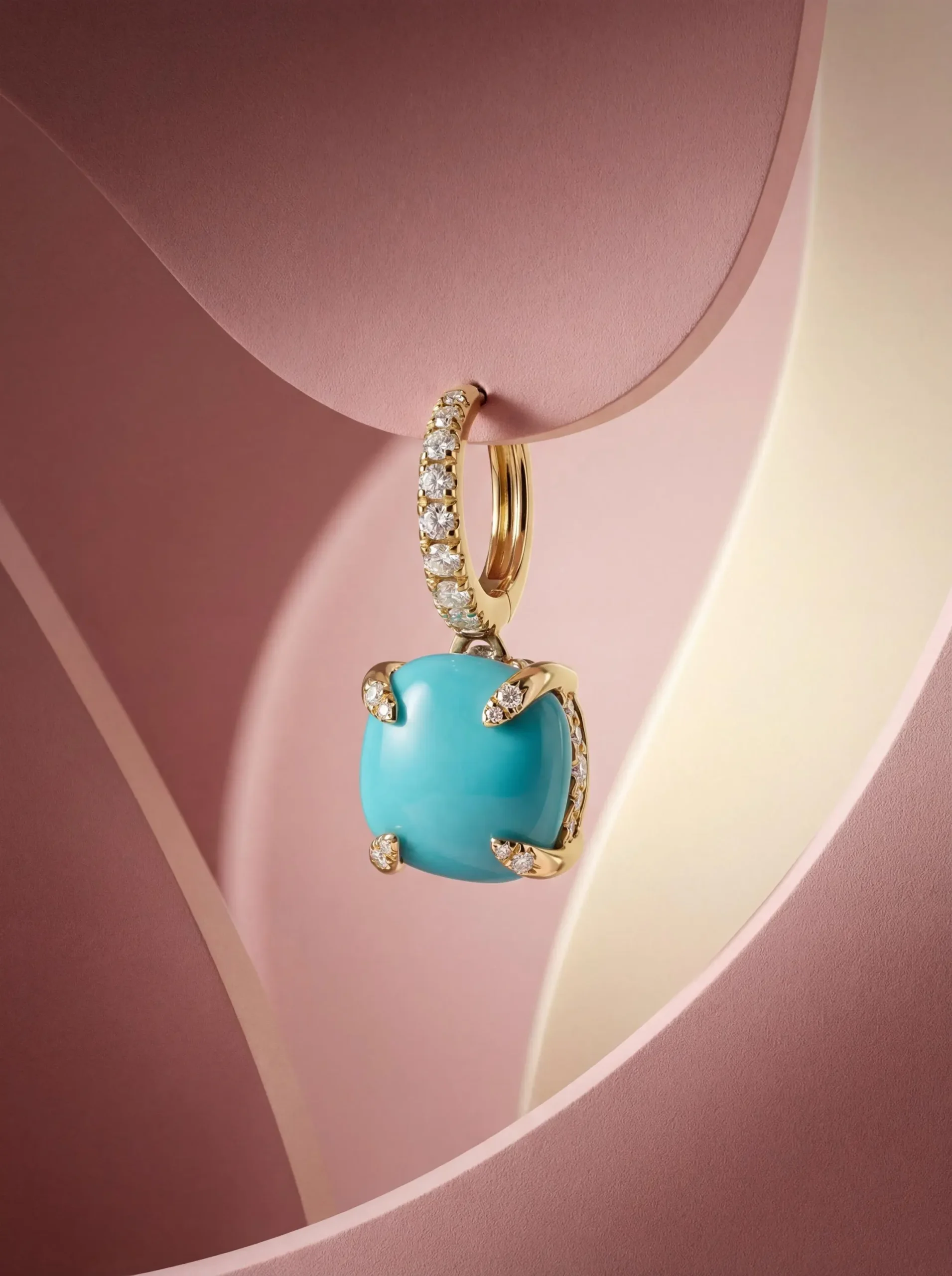 Turquoise Drop Hoop Earrings