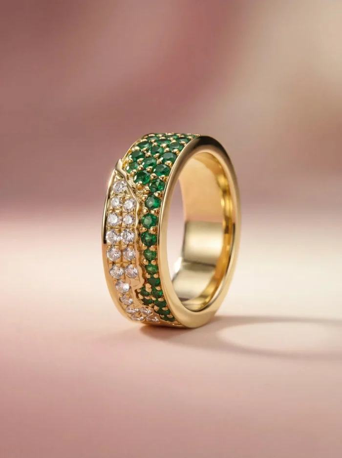 Tsavorite & Diamond Band Ring
