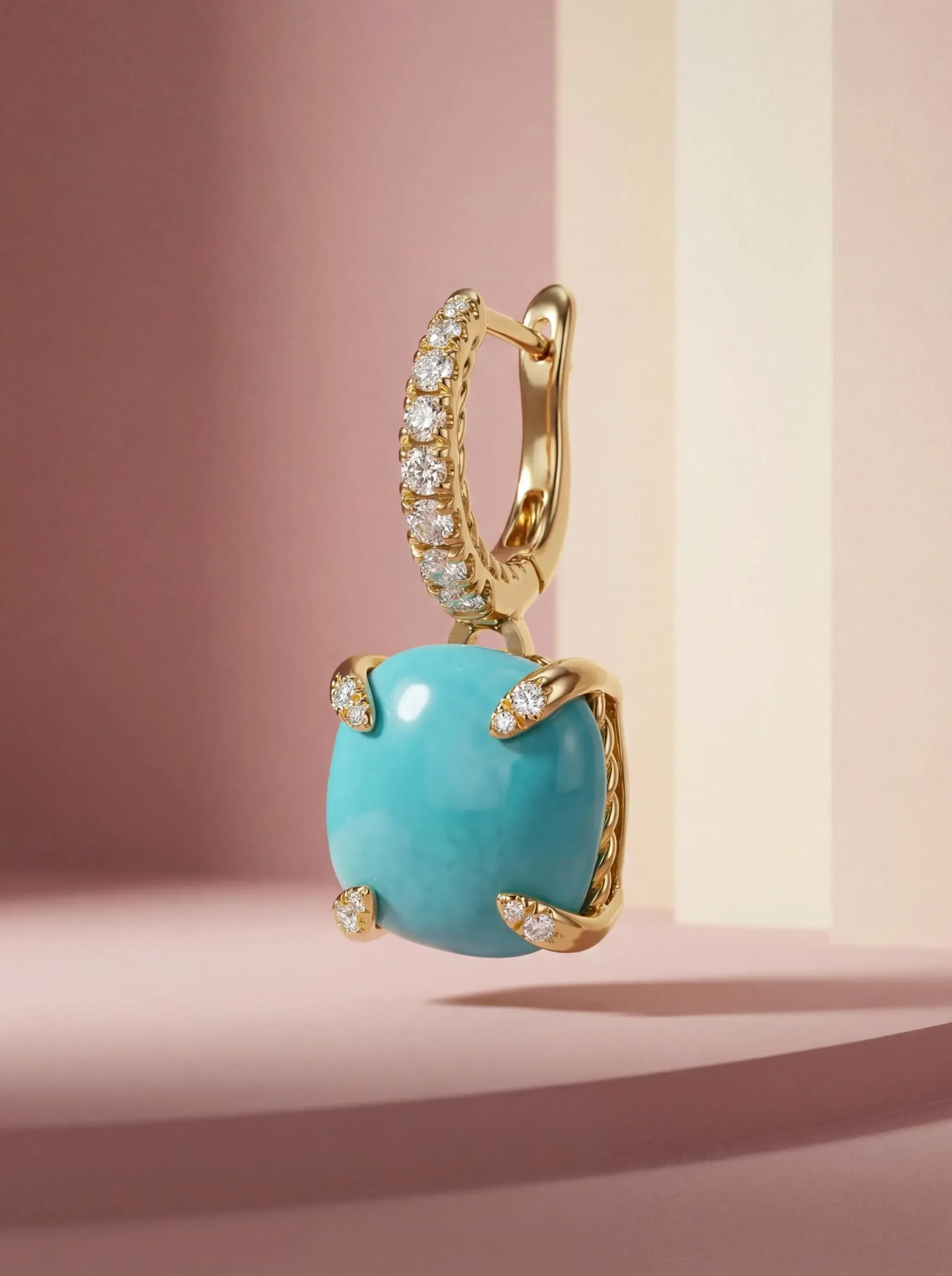 Turquoise Drop Hoop Earrings