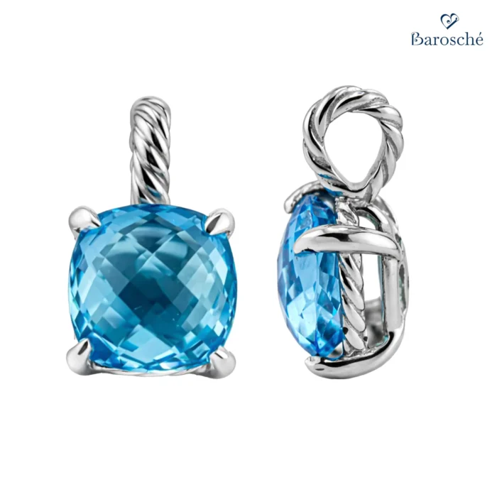 Swiss Blue Topaz Cushion Cut Pendant