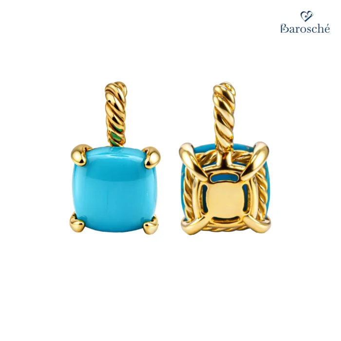 Blue Turquoise Gold Plated Pendant