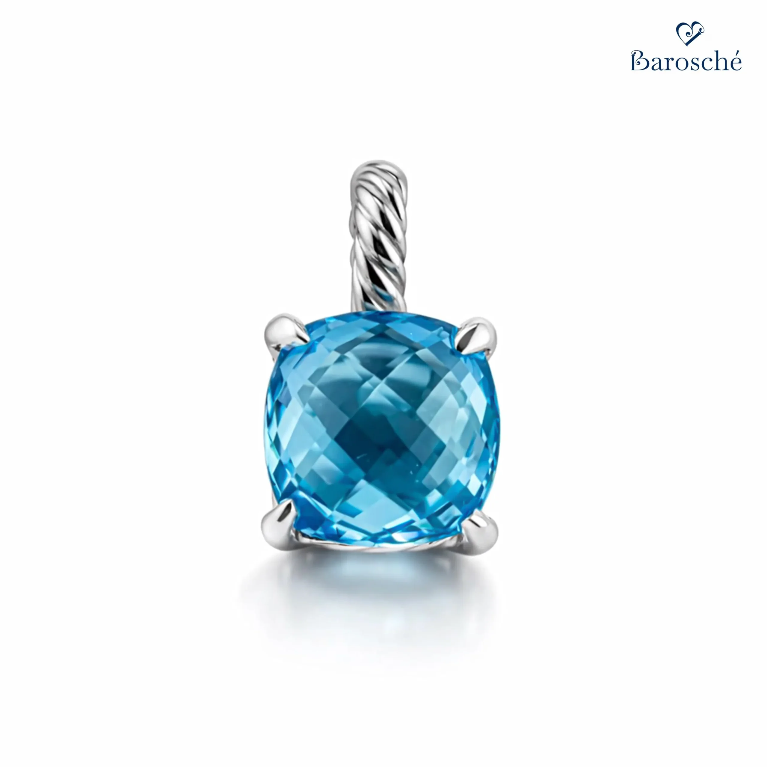 Swiss Blue Topaz Cushion Cut Pendant