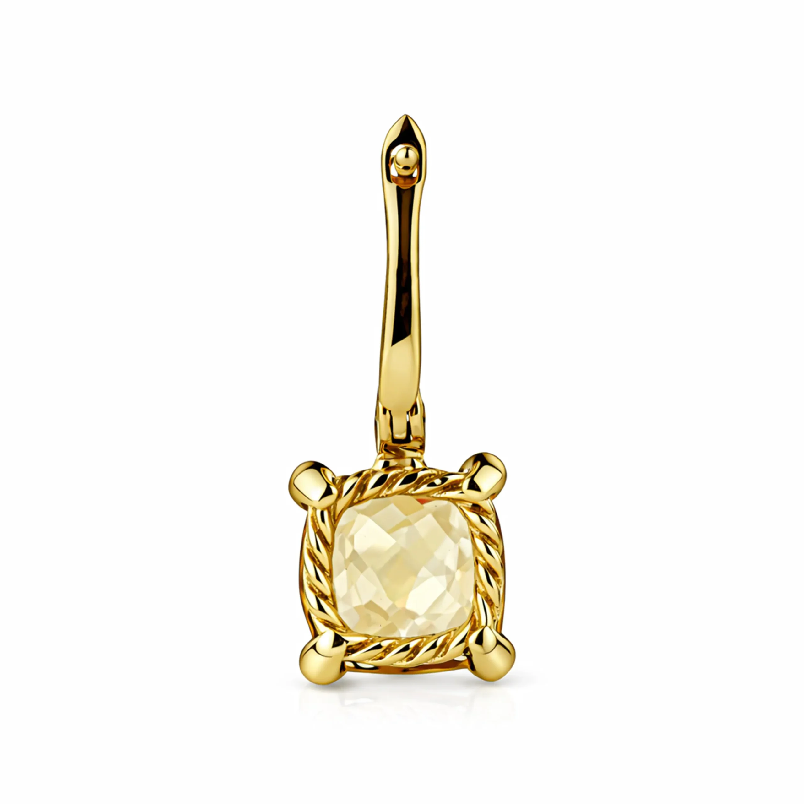 Square Cushion Citrine Gemstone Earrings