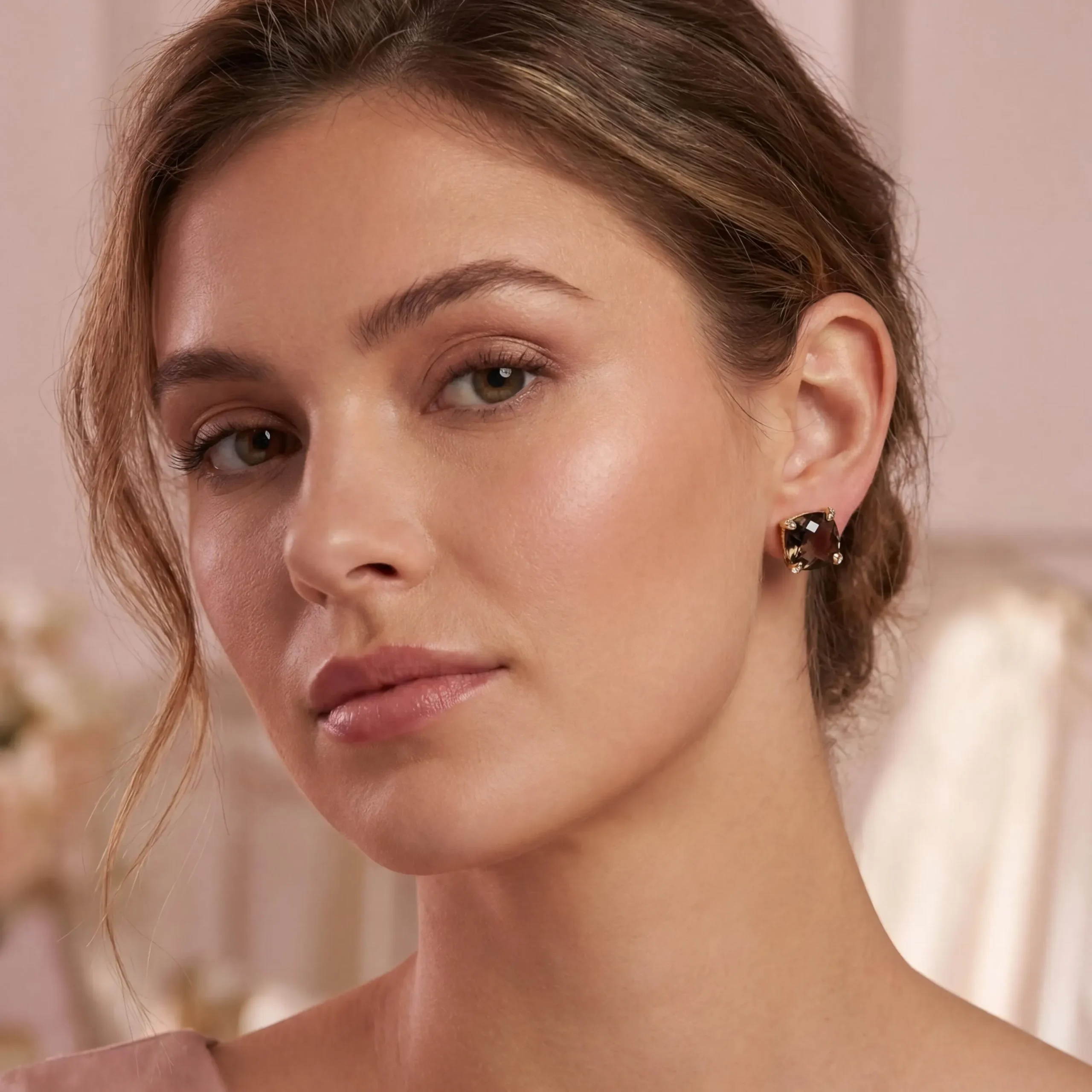 Smoky Quartz Stud Earrings