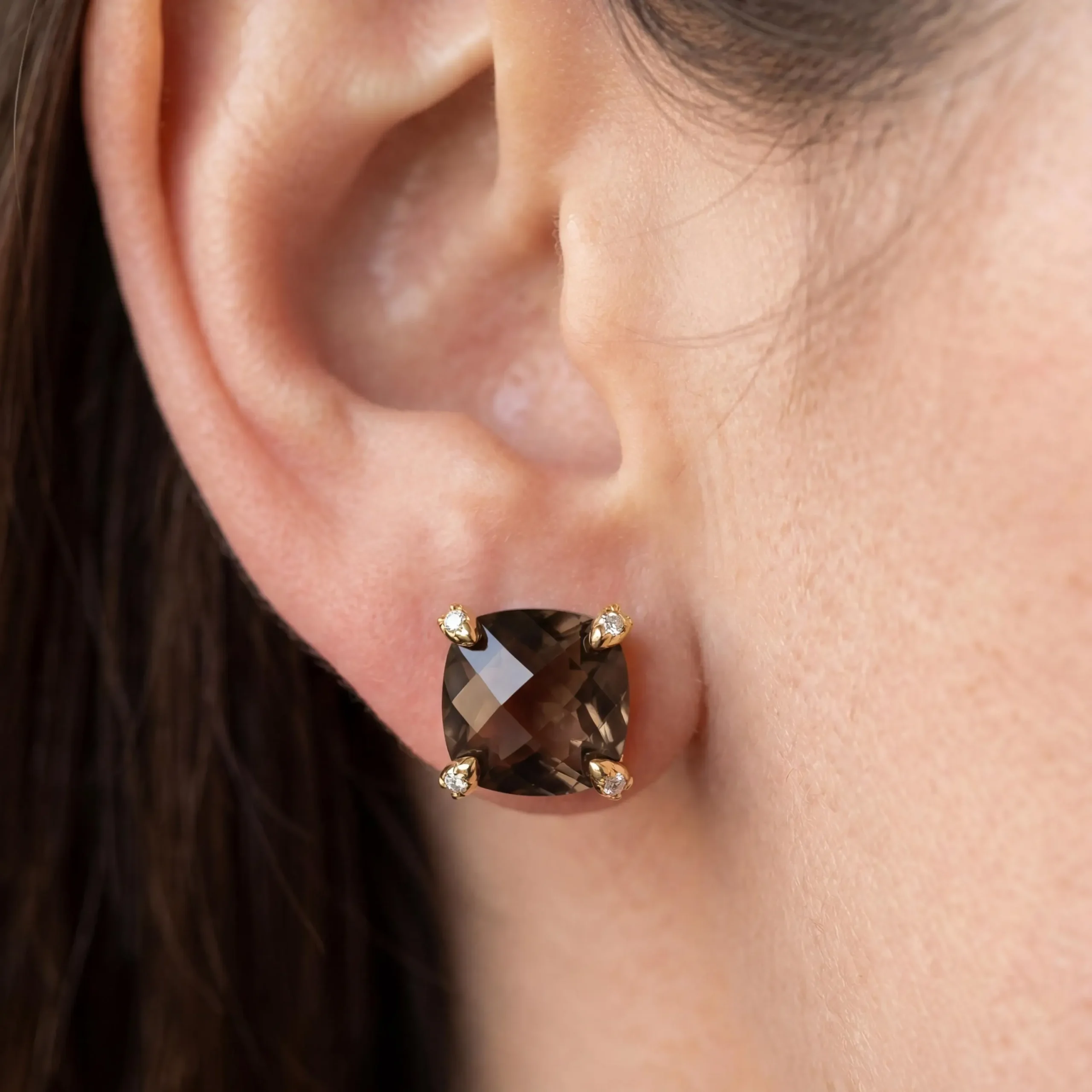 Smoky Quartz Stud Earrings