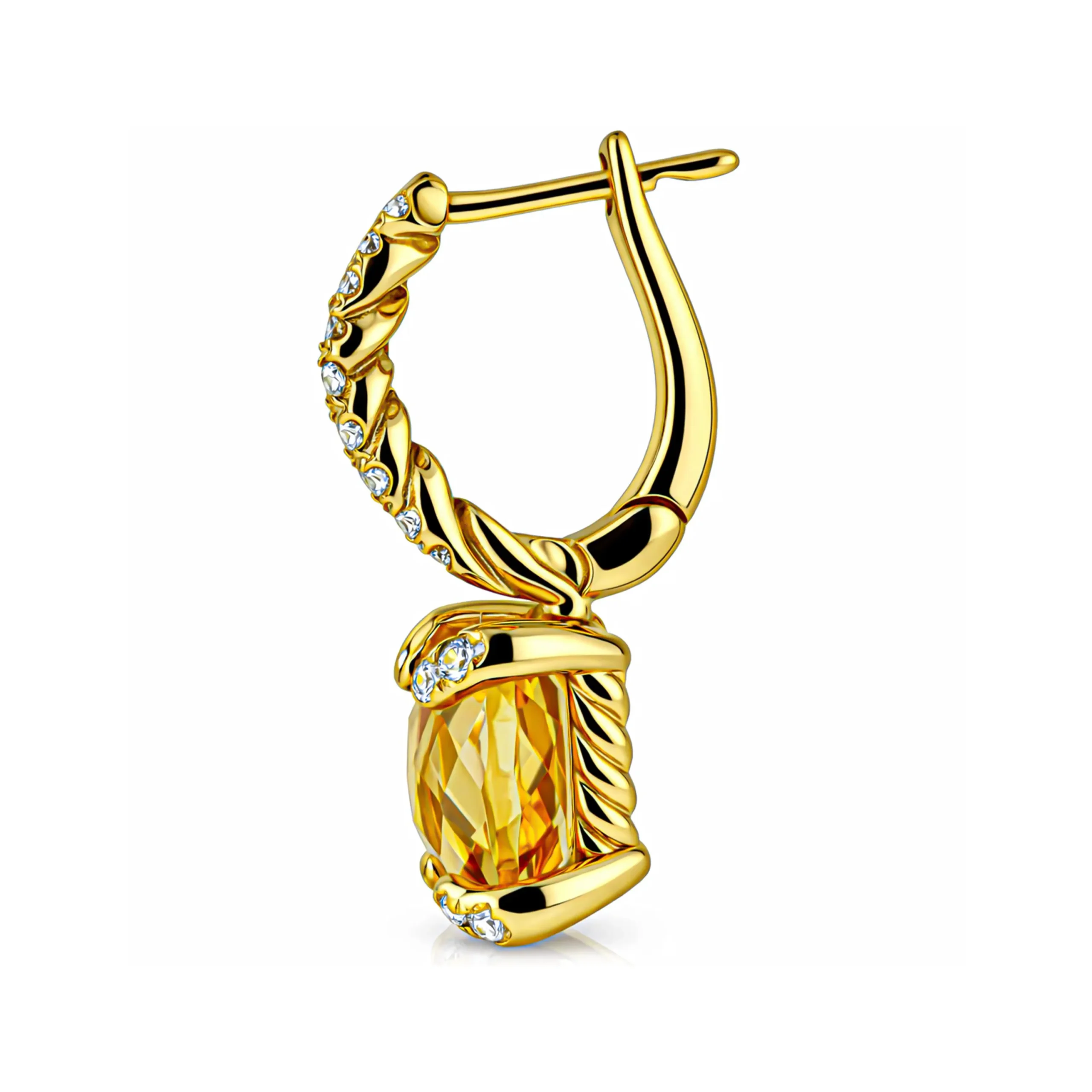 Square Cushion Citrine Gemstone Earrings