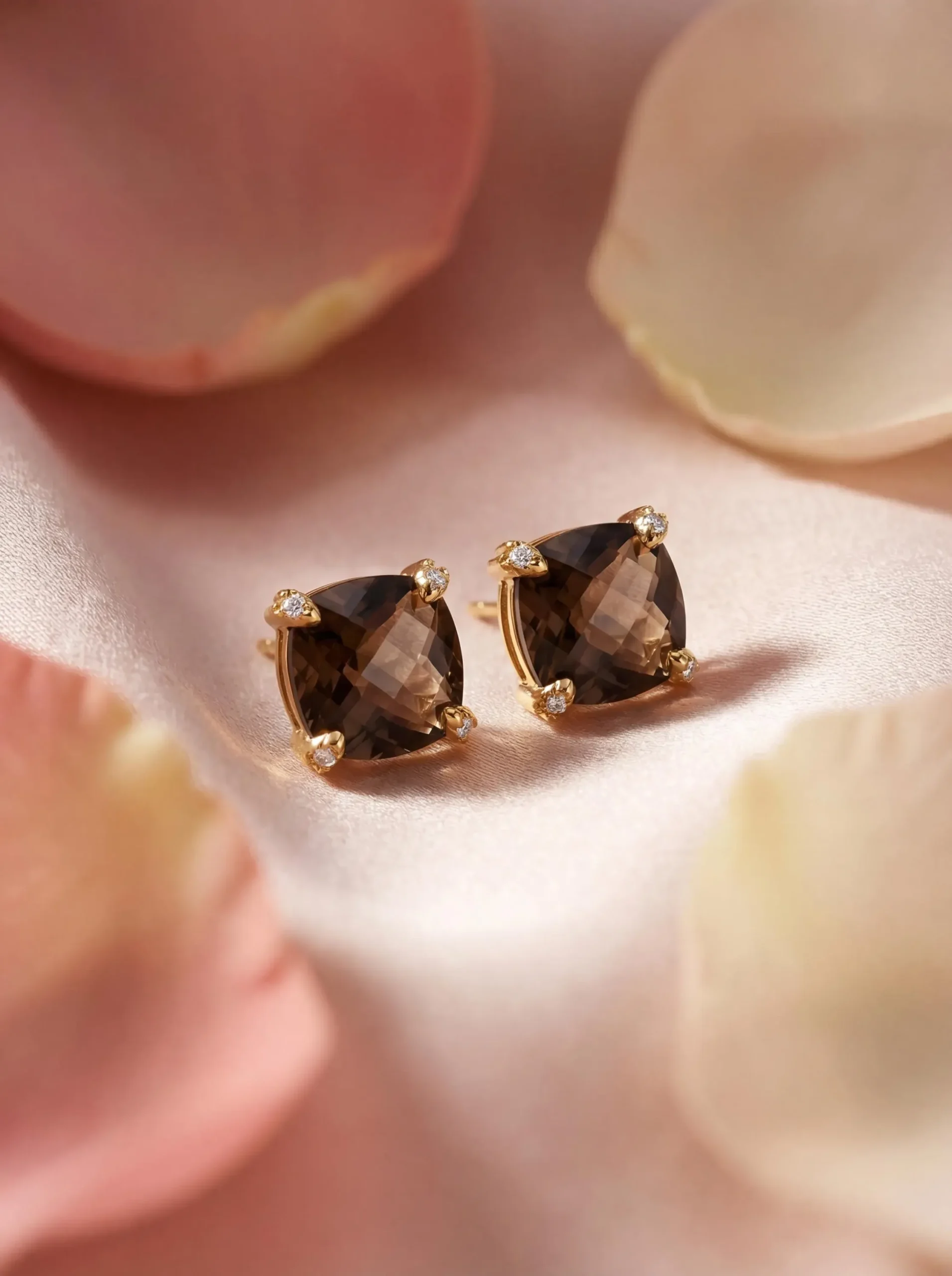 Smoky Quartz Stud Earrings