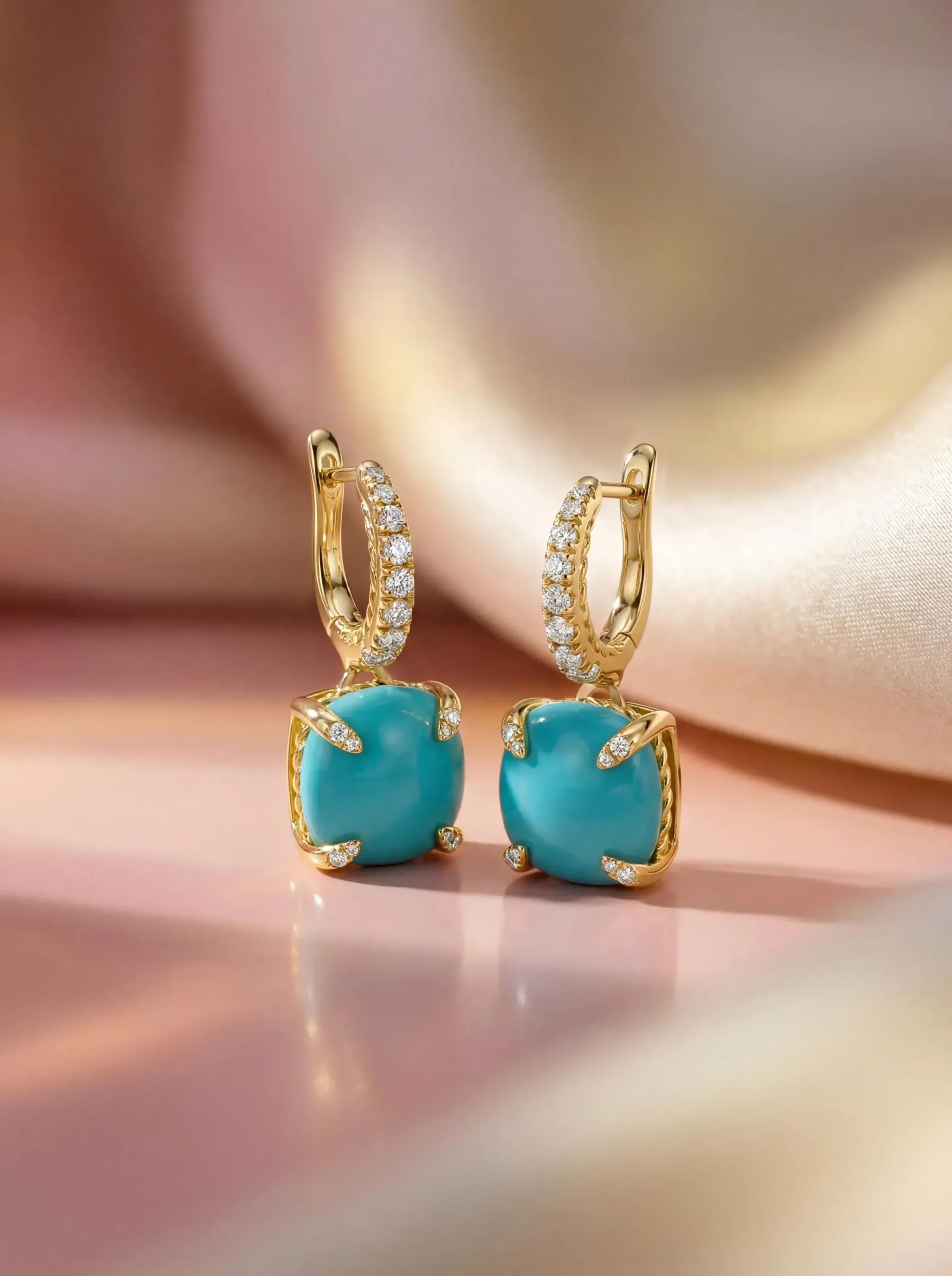 Turquoise Drop Hoop Earrings