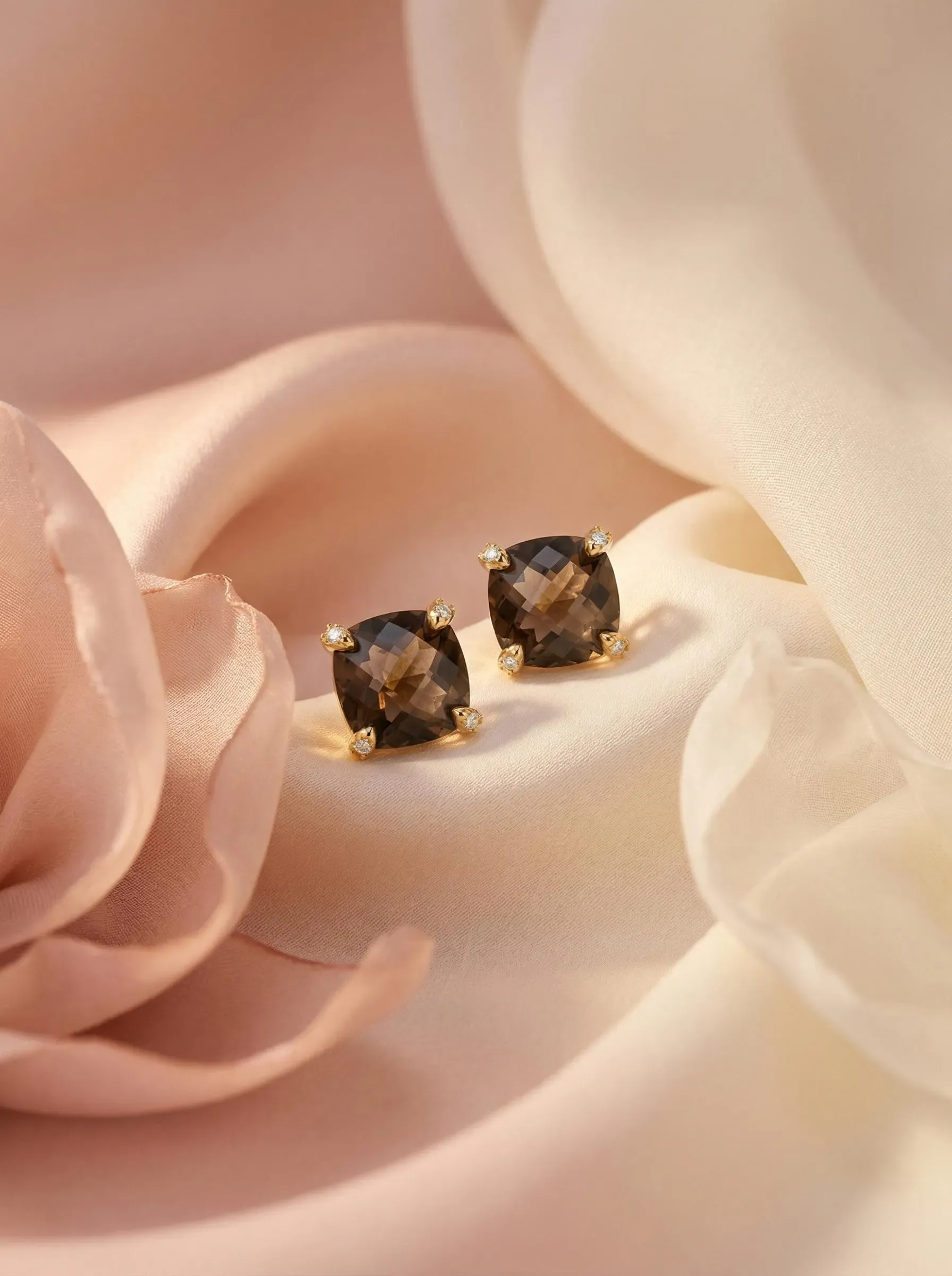 Smoky Quartz Stud Earrings